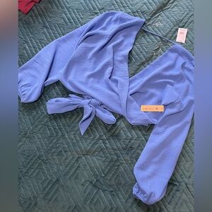 ROKOKO Blue Wrap Top